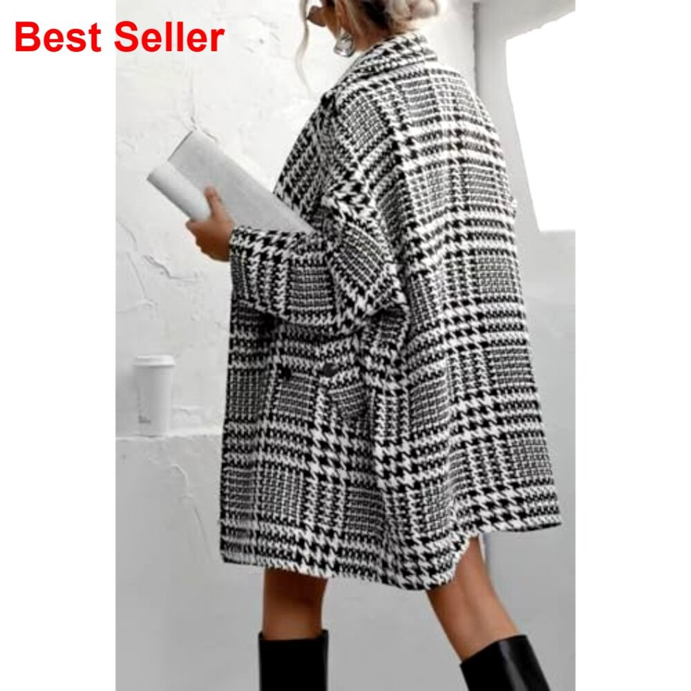 Polyester Wool Blend Pea Coat Double Breasted Not… - image 2